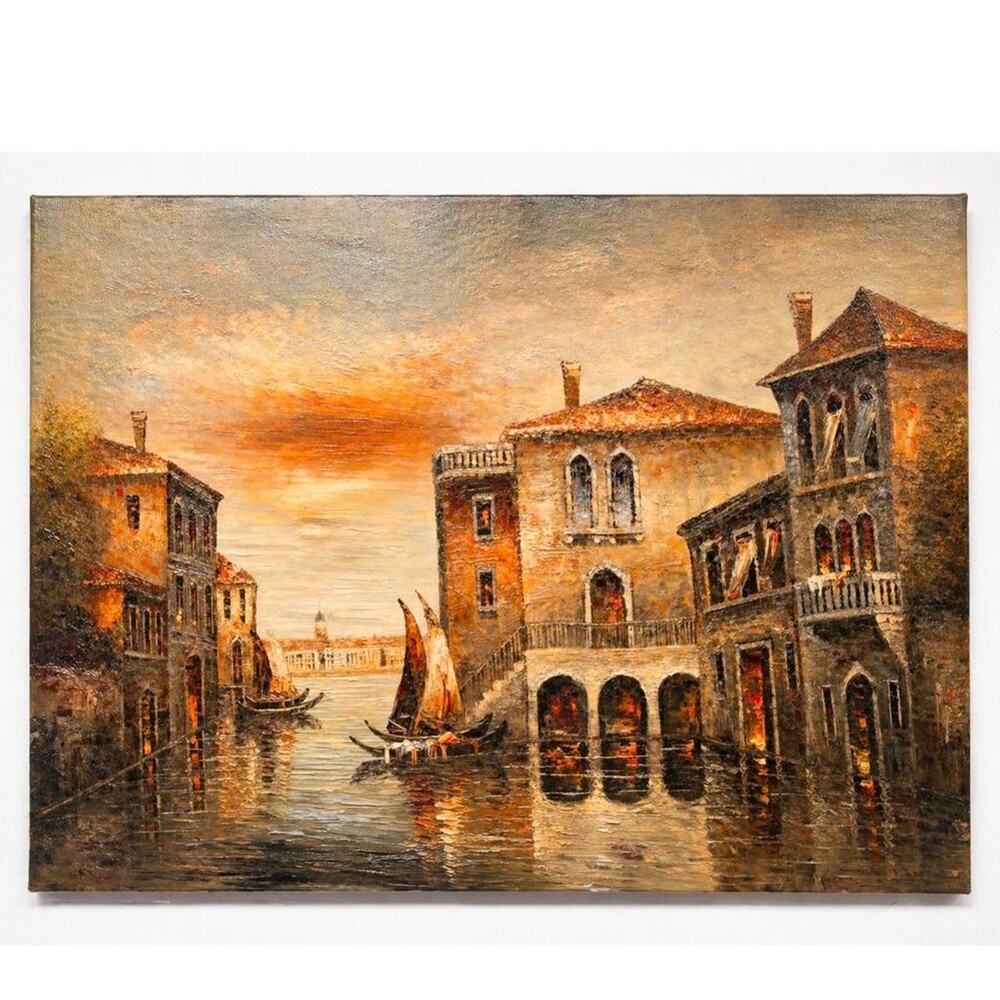 Venice canal oil painting wall